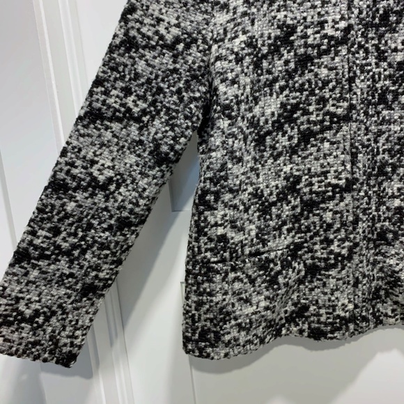 Ann Taylor Wool Blend Black White Full Zip Blazer - Picture 3 of 11
